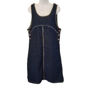 Vintage Retro Y2K Me and You S Denim Jumper Blue Jean Dress Frayed